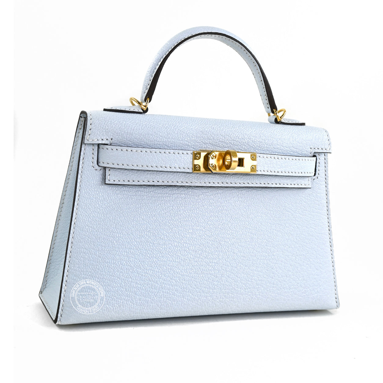 Hermes Kelly 20cm Bleu Brume Chevre GHW