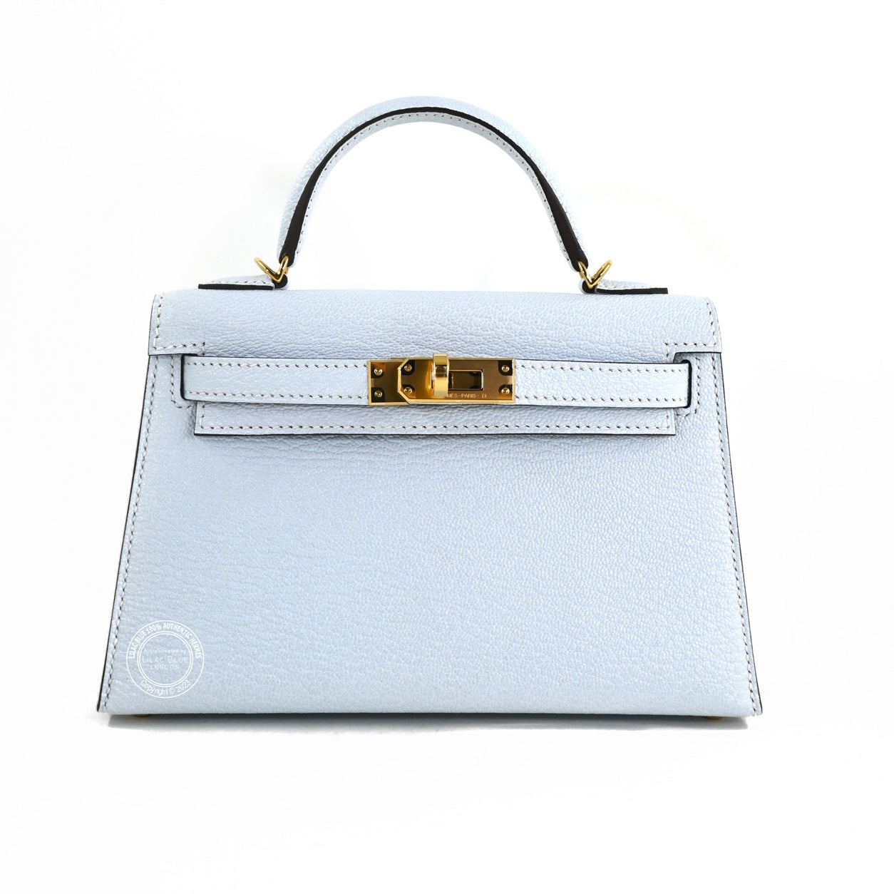 Hermes Kelly 20cm Bleu Brume Chevre GHW