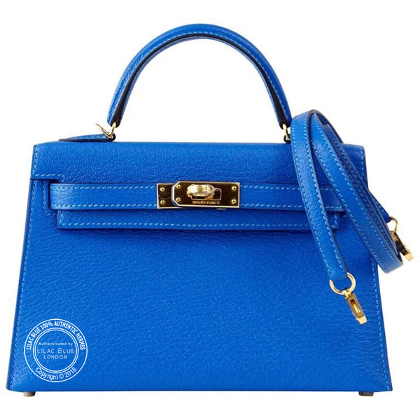 Hermès Kelly 20cm Bleu Hydra Chevre GHW