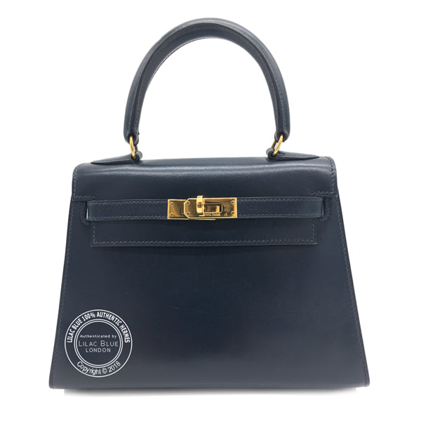 Hermès Kelly 20cm Blue Box, GHW - Vintage