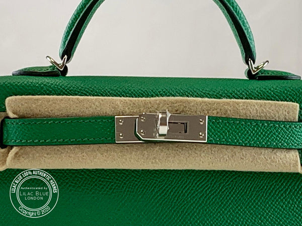Hermès Kelly 20cm Cactus/Bleu Atoll Verso Epsom PHW
