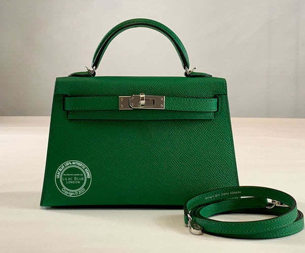 Hermès Kelly 20cm Cactus/Bleu Atoll Verso Epsom PHW