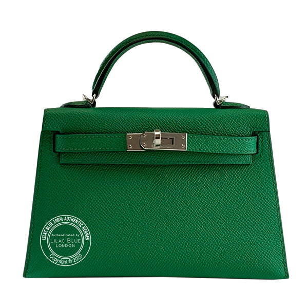 Hermès Kelly 20cm Cactus/Bleu Atoll Verso Epsom PHW
