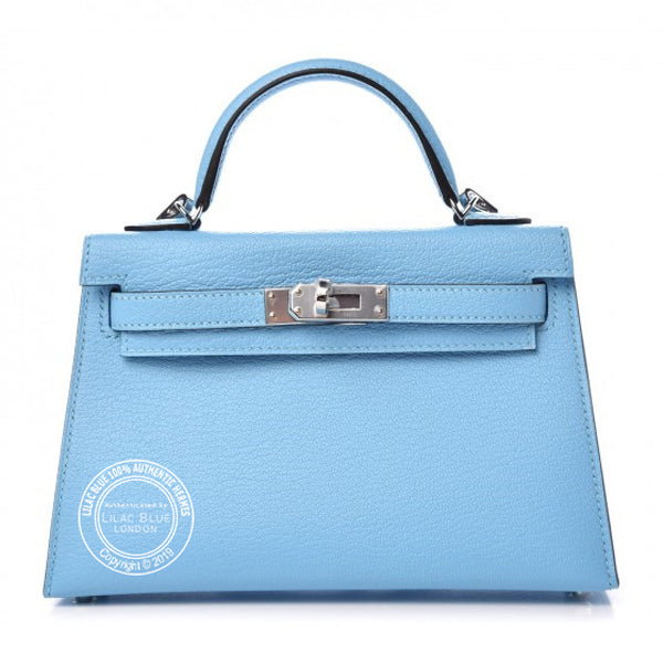 Hermès Kelly 20cm Celeste Chevre PHW