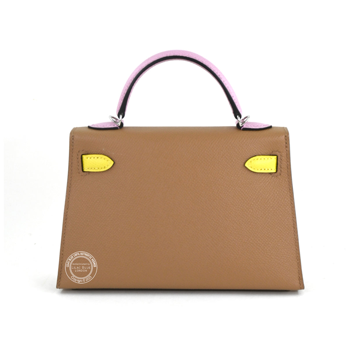 Hermès Kelly 20cm Chai/Mauve Sylvestre/Lime Epsom PHW
