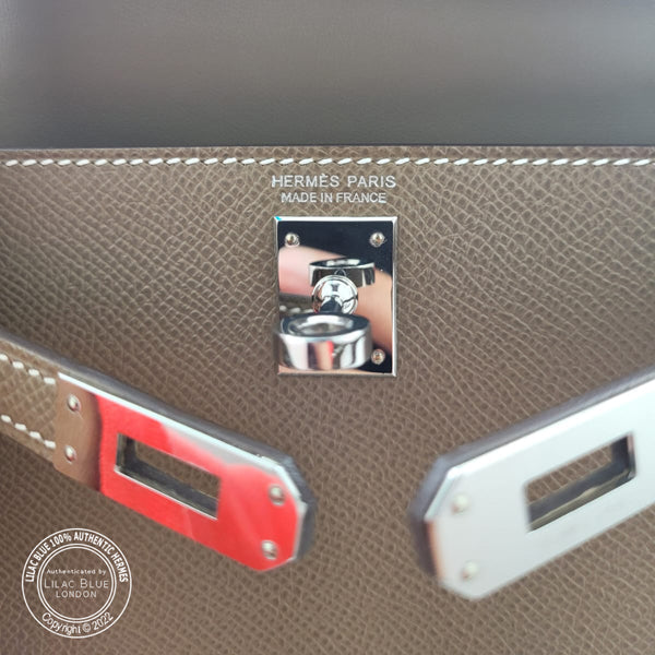 Hermès Kelly 20cm Etoupe Epsom PHW - As New