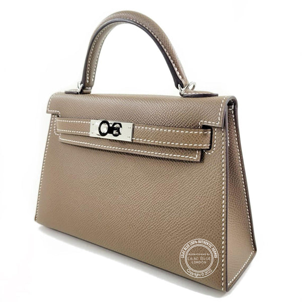 Hermès Kelly 20cm Etoupe Epsom PHW - As New