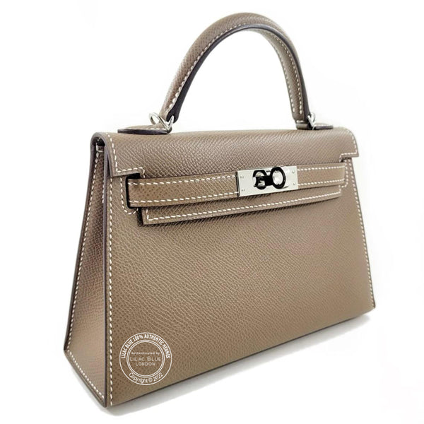 Hermès Kelly 20cm Etoupe Epsom PHW - As New