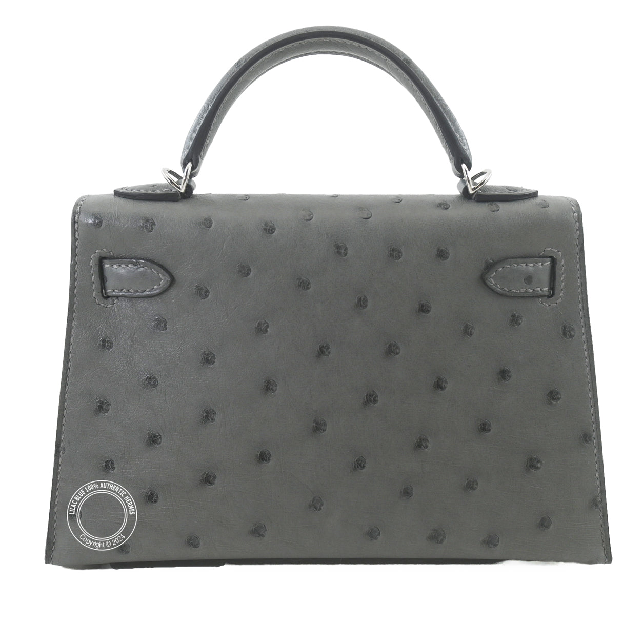 Hermès Kelly 20cm Gris Meyer Ostrich PHW