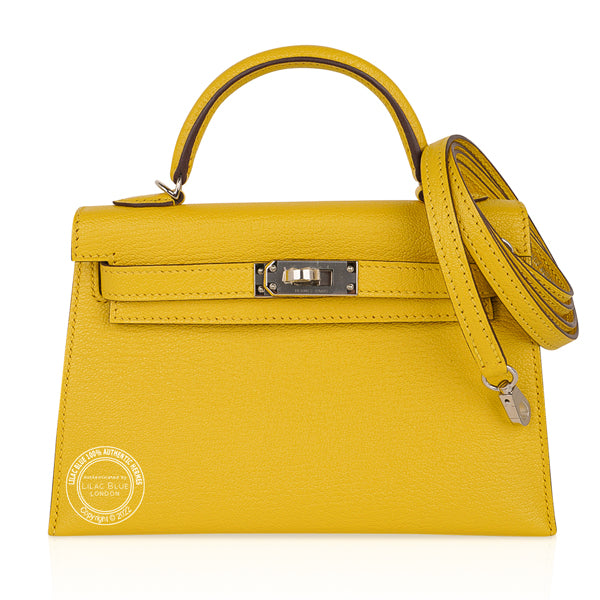 Hermès Kelly 20cm Jaune de Naples/Orange Verso Chevre PHW