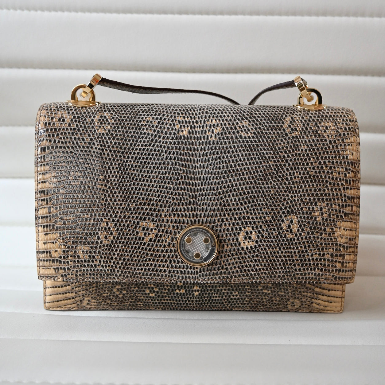 Hermès Minuit au Faubourg 20cm Ombre Desert Salvator Lizard GHW