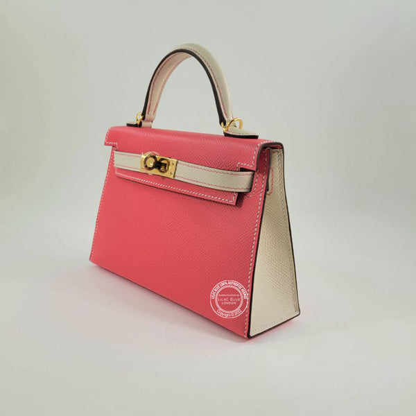 Hermes Kelly 20cm Rose Azalee/Craie HSS Epsom GHW