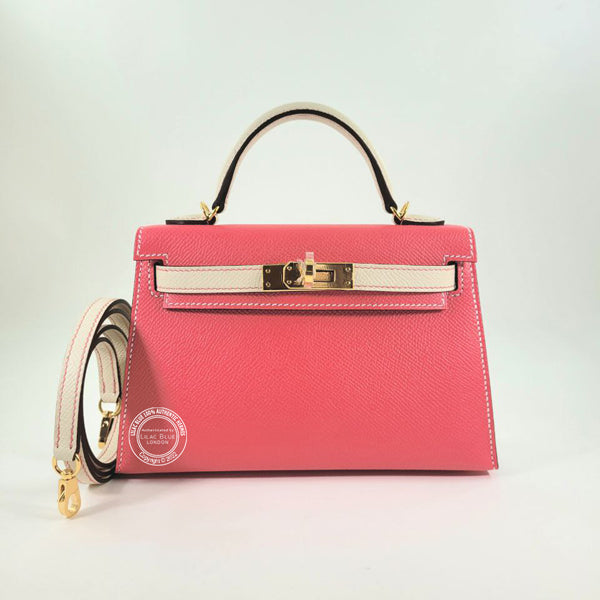 Hermes Kelly 20cm Rose Azalee/Craie HSS Epsom GHW