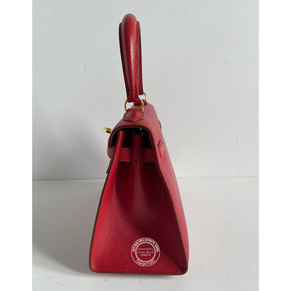 Hermès Kelly 20cm Rouge Vif Courchevel GHW - Vintage