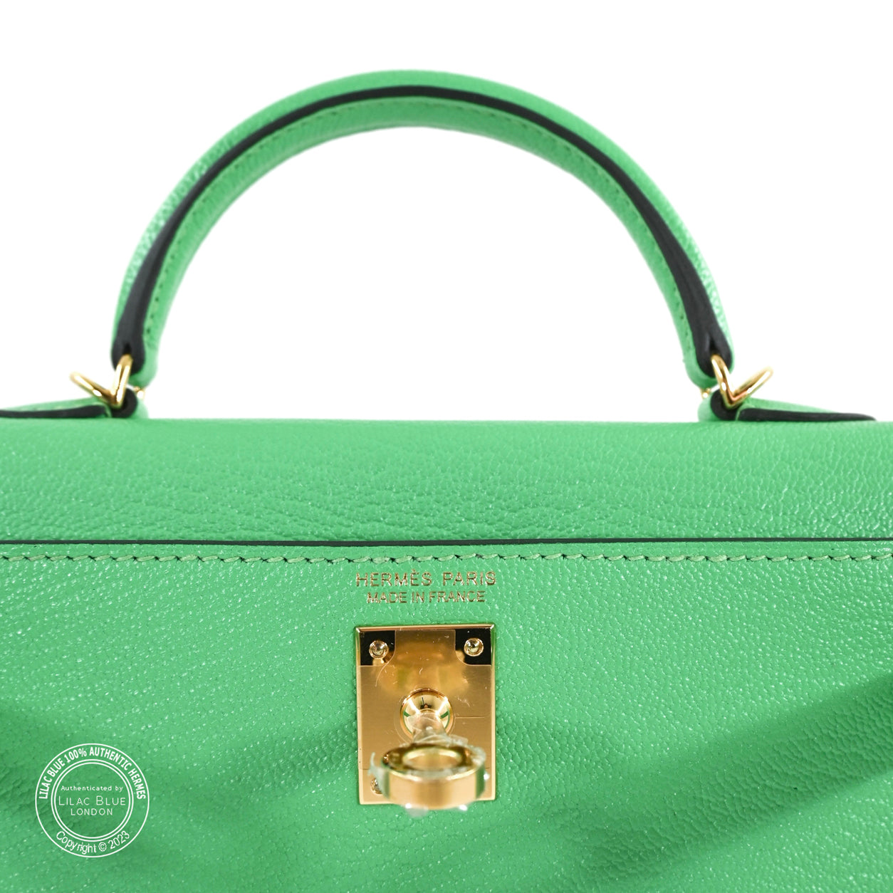 Hermès Kelly 20cm Vert Comics Chevre GHW