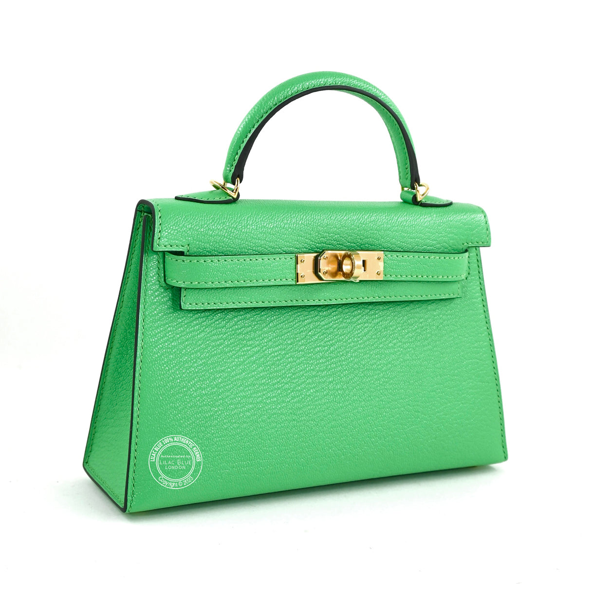 Hermès Kelly 20cm Vert Comics Chevre GHW