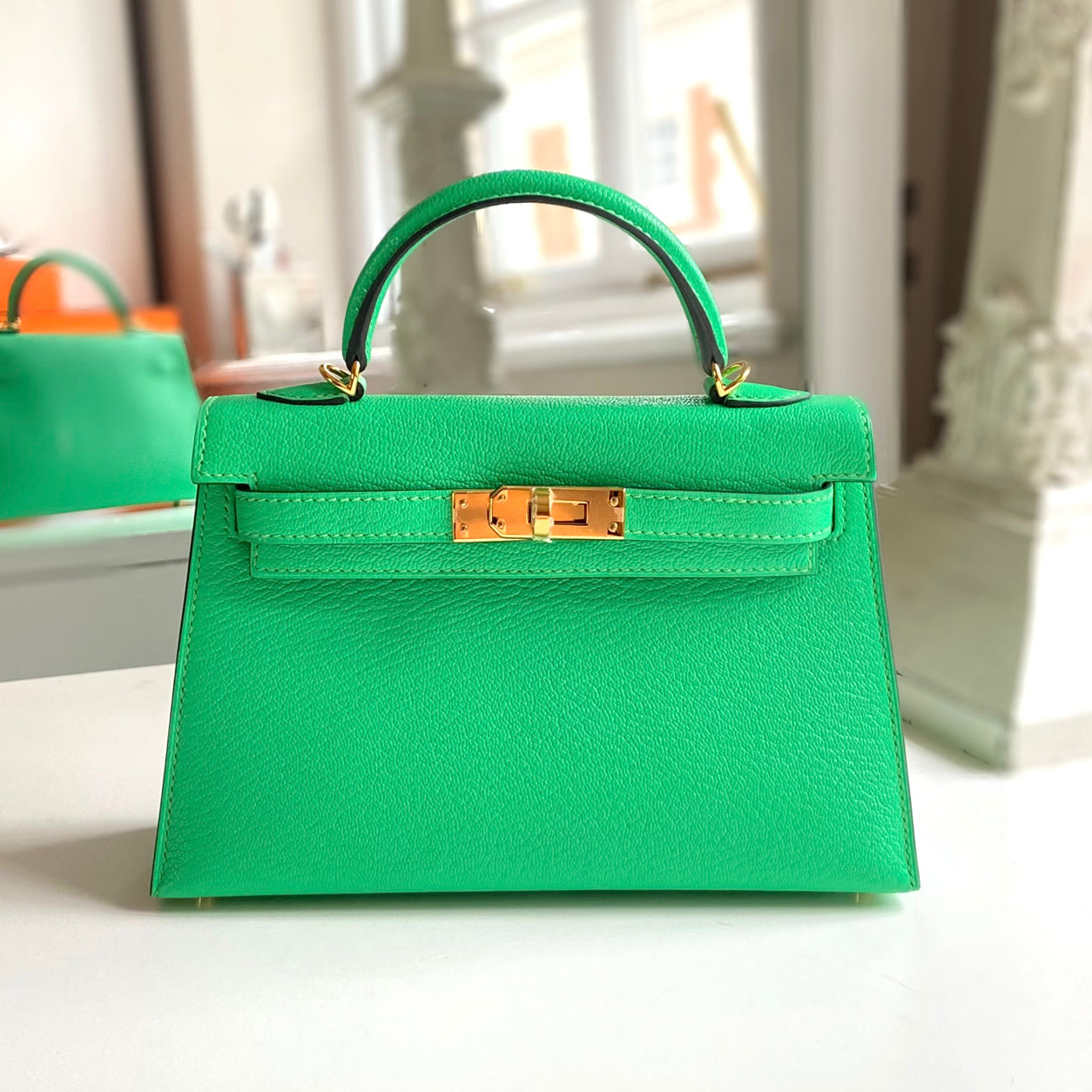 Hermès Kelly 20cm Vert Comics Chevre GHW