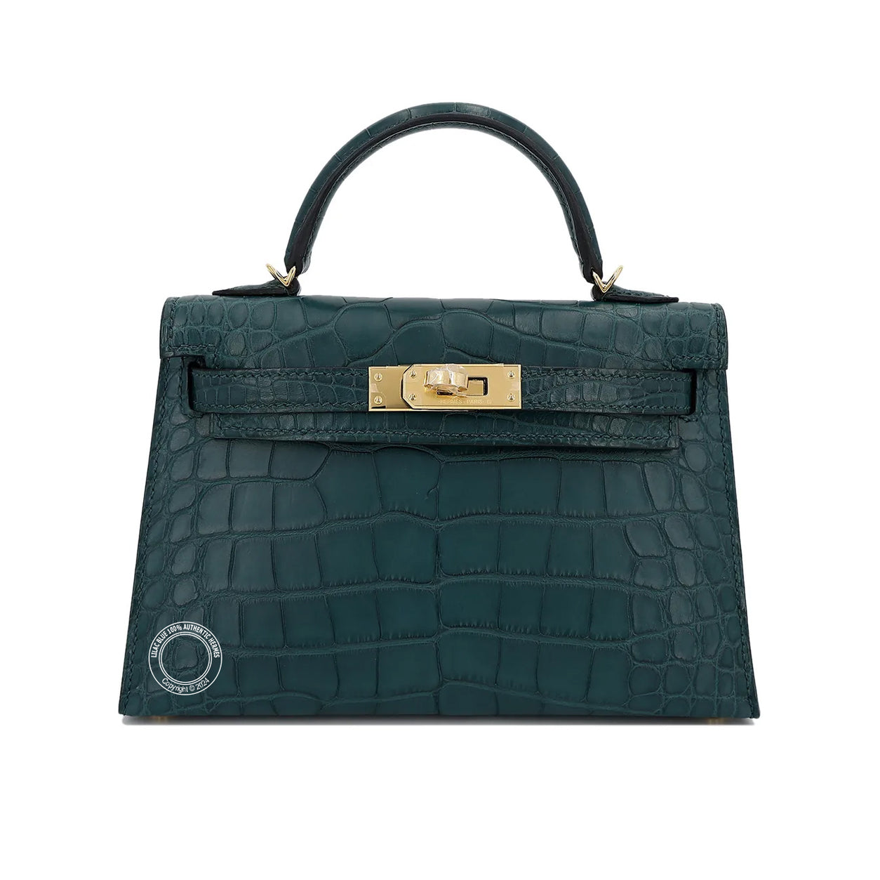 Hermès Kelly 20cm Vert Cypress Matte Alligator GHW
