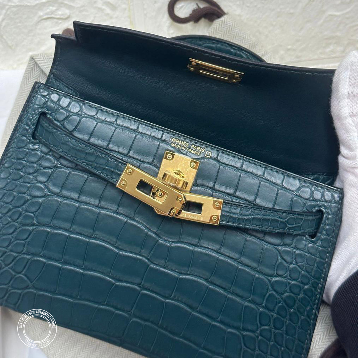Hermès Kelly 20cm Vert Cypress Matte Alligator GHW