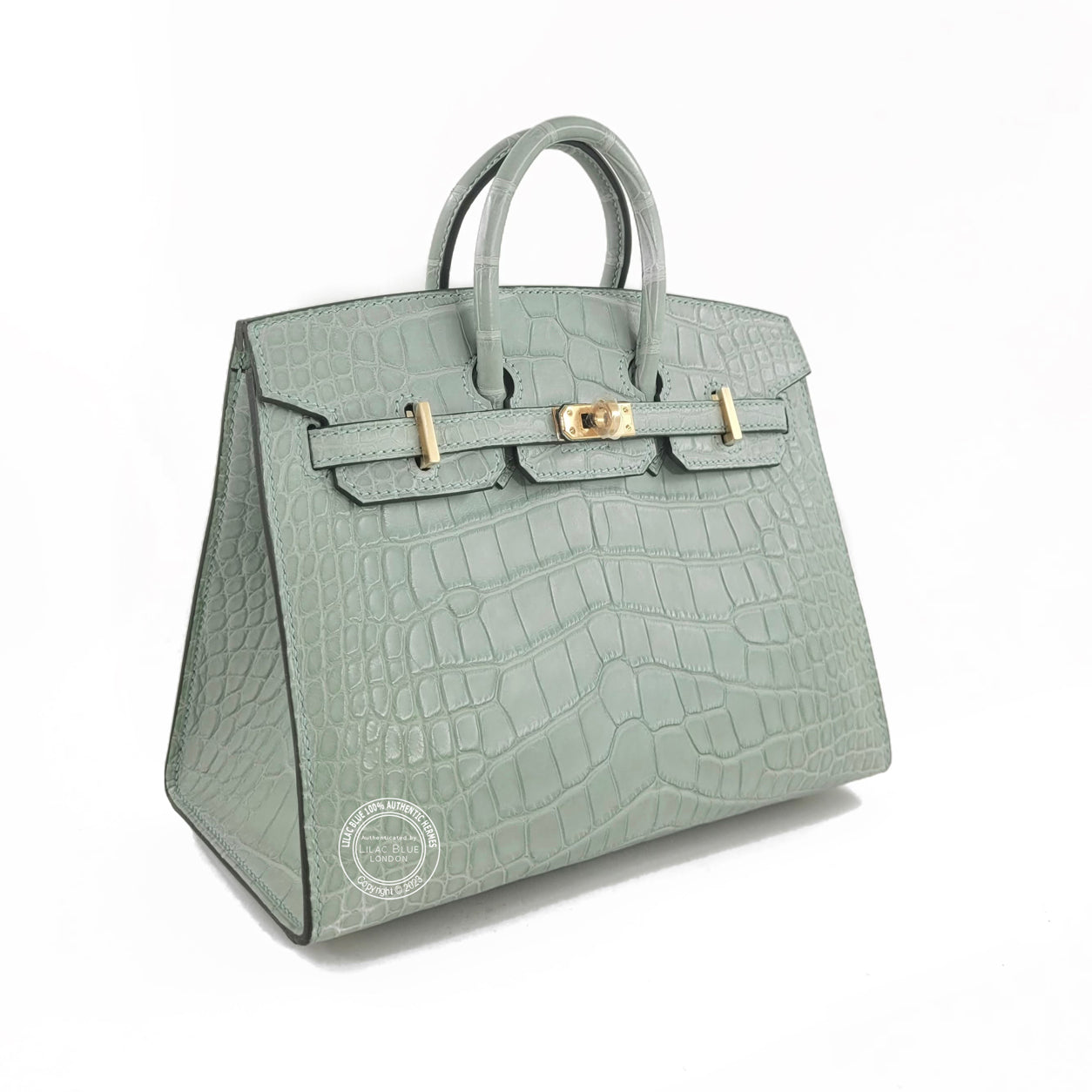 Hermès Birkin 20cm Sellier Vert d'Eau Matte Alligator GHW