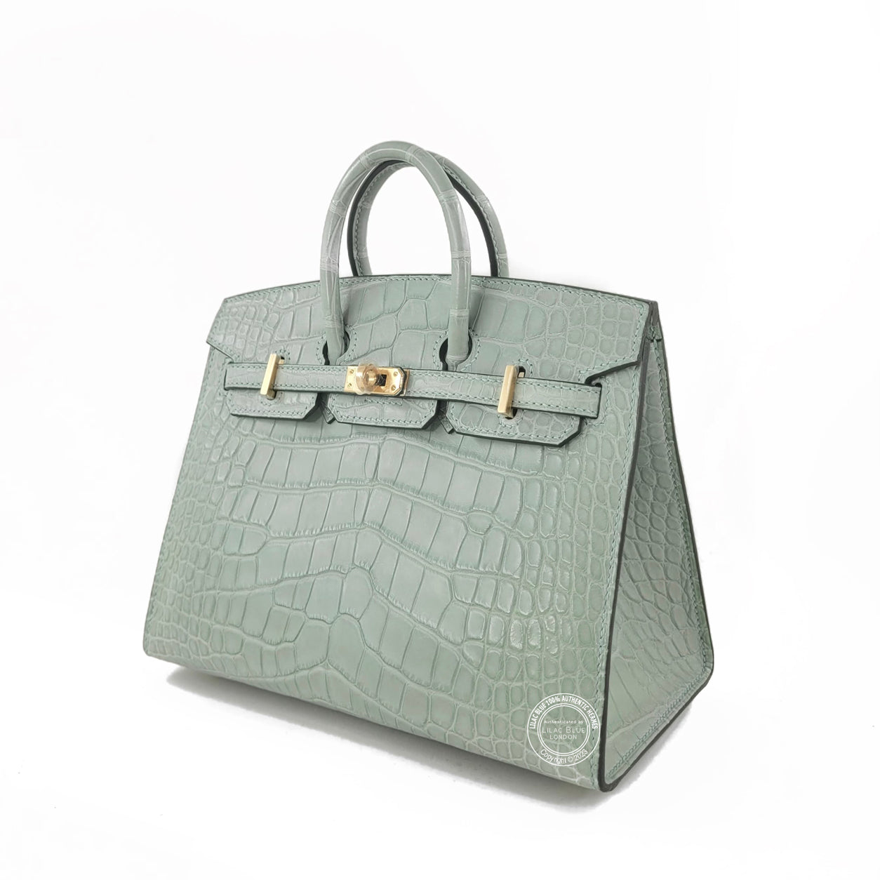 Hermès Birkin 20cm Sellier Vert d'Eau Matte Alligator GHW