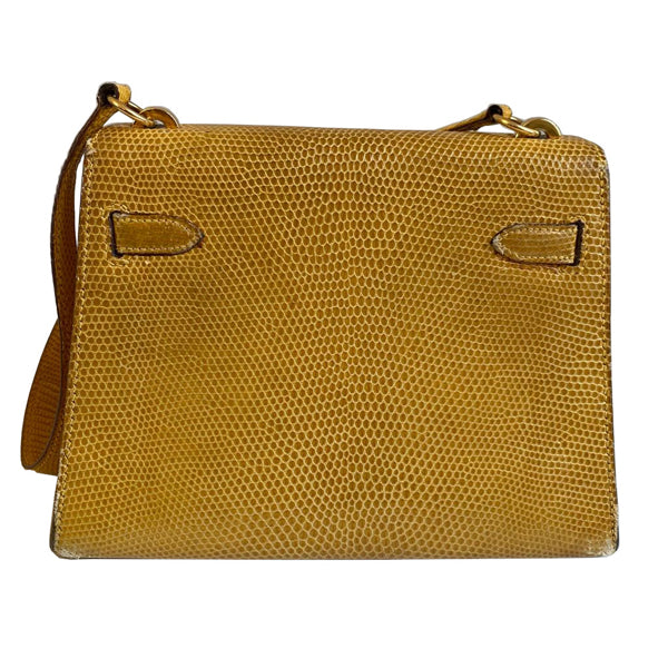 Hermès Kelly 20cm Yellow Lizard GHW - Vintage