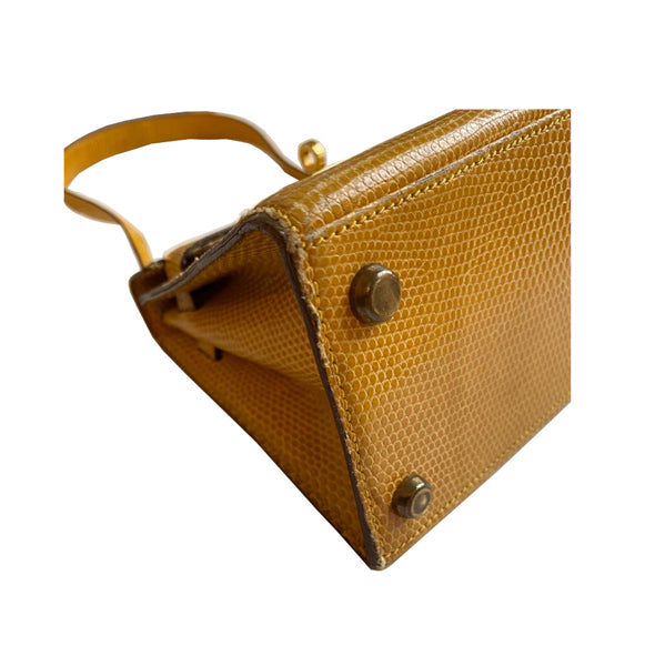 Hermès Kelly 20cm Yellow Lizard GHW - Vintage
