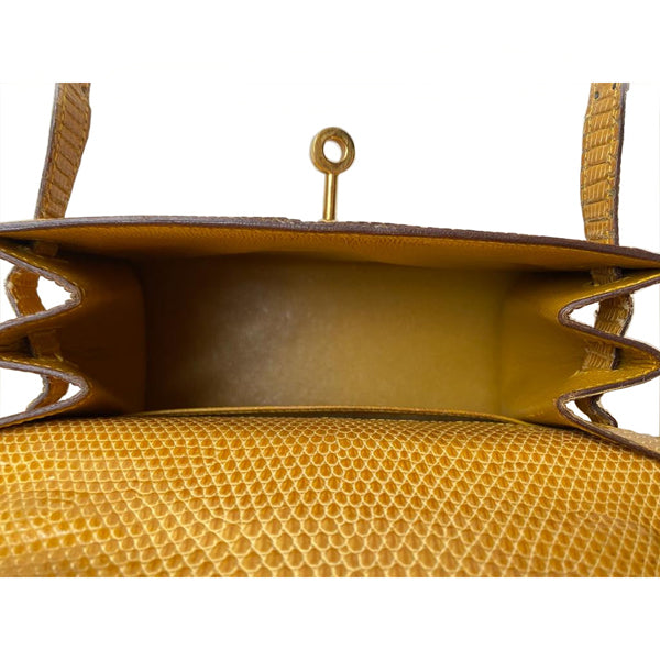 Hermès Kelly 20cm Yellow Lizard GHW - Vintage
