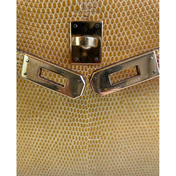 Hermès Kelly 20cm Yellow Lizard GHW - Vintage