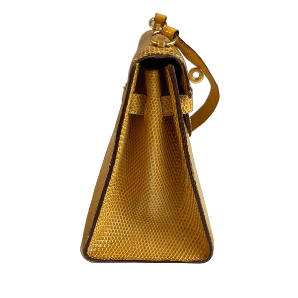 Hermès Kelly 20cm Yellow Lizard GHW - Vintage