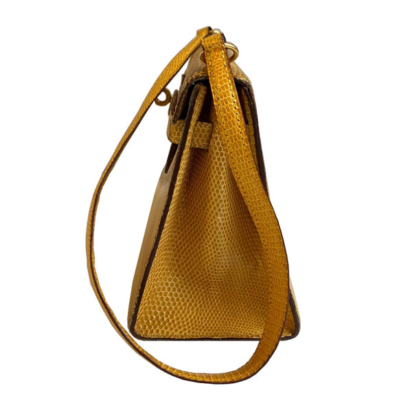 Hermès Kelly 20cm Yellow Lizard GHW - Vintage