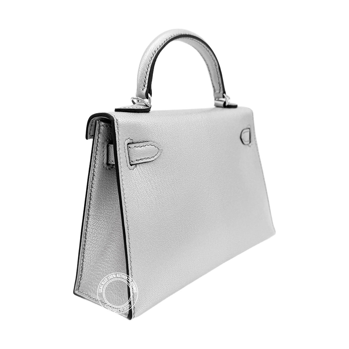 Hermès Kelly 20cm Argent Chevre PHW