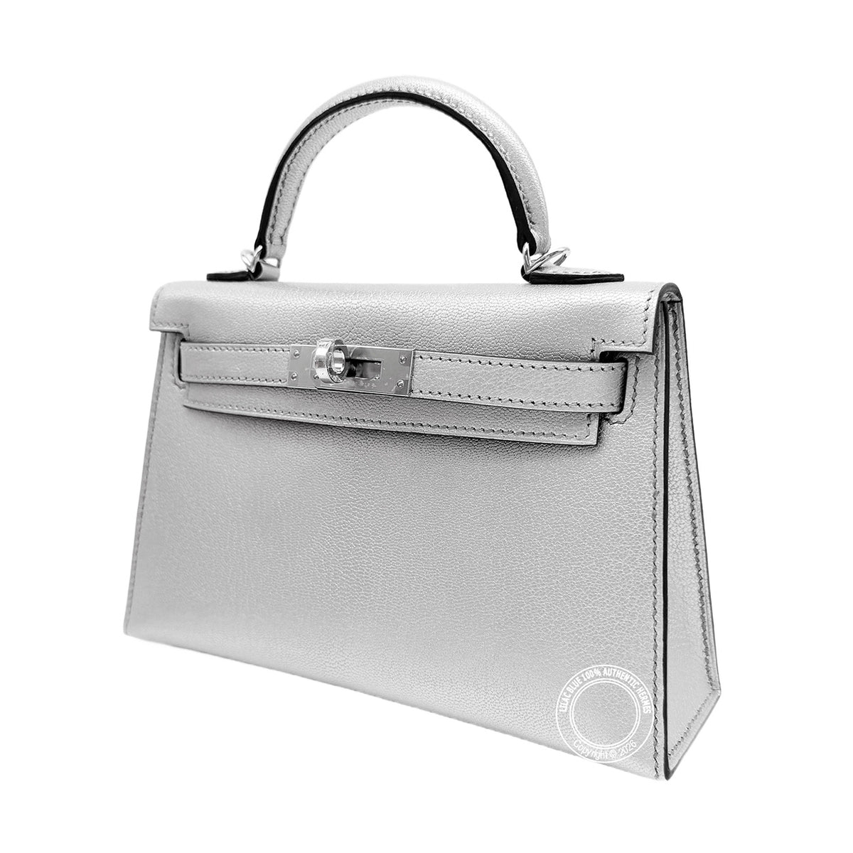 Hermès Kelly 20cm Argent Chevre PHW