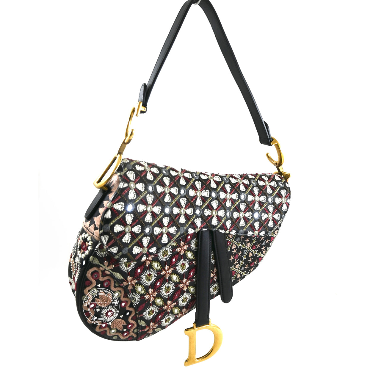 Dior Saddle Bag Black/Pink/White Canvas/Leather GHW - Preloved