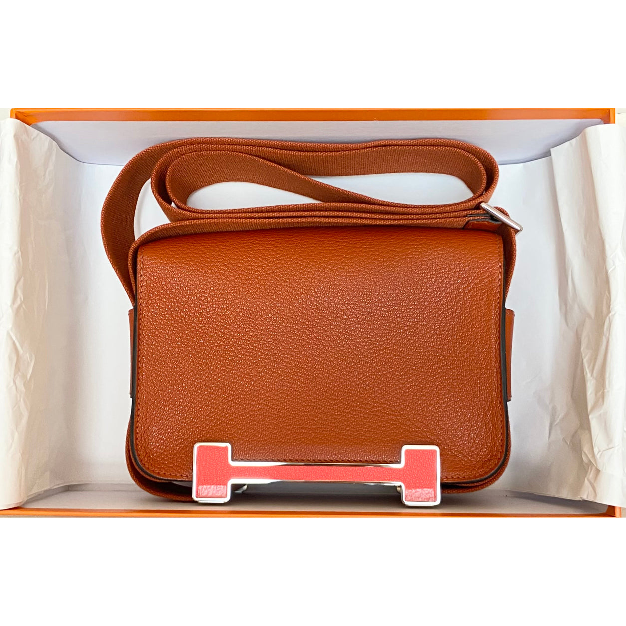 Hermès Geta 21cm Cuivre/Rose Texas Chevre PHW