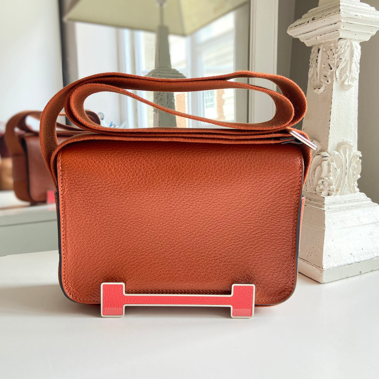 Hermès Geta 21cm Cuivre/Rose Texas Chevre PHW