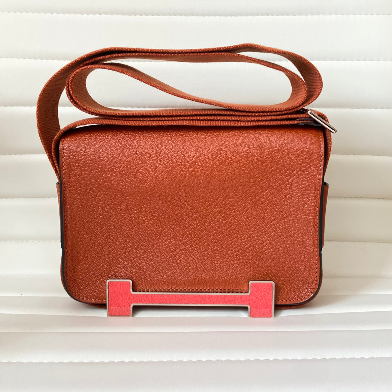 Hermès Geta 21cm Cuivre/Rose Texas Chevre PHW