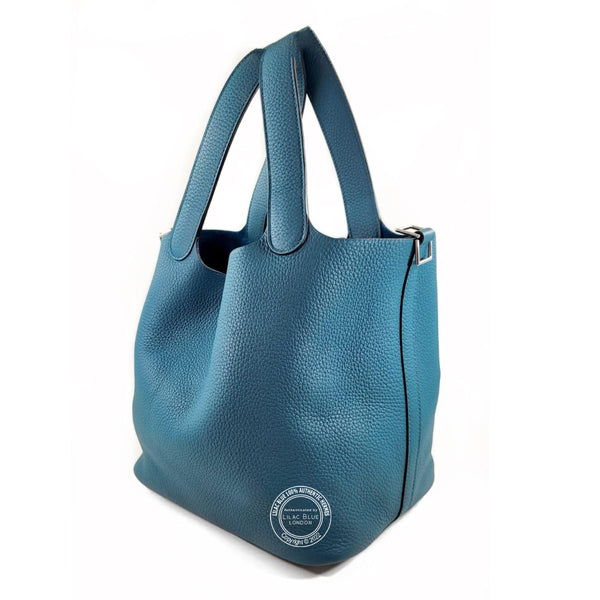 Hermes Picotin 22cm Bleu Colvert Clemence PHW - As New