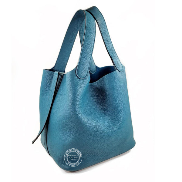 Hermes Picotin 22cm Bleu Colvert Clemence PHW - As New
