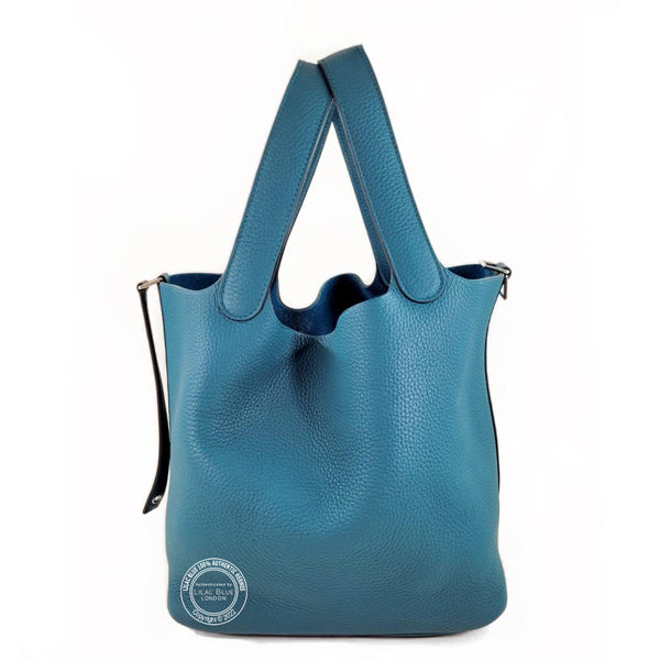 Hermes Picotin 22cm Bleu Colvert Clemence PHW - As New