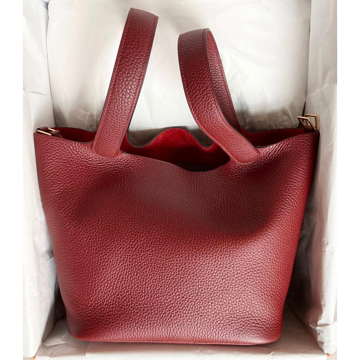 Hermès Picotin 22cm Rouge H Clemence GHW