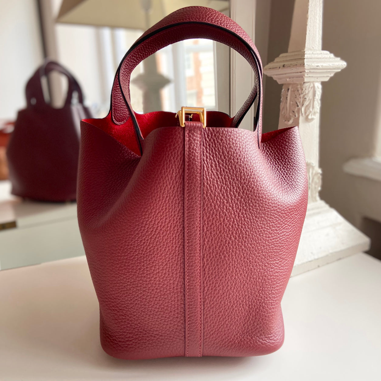 Hermès Picotin 22cm Rouge H Clemence GHW
