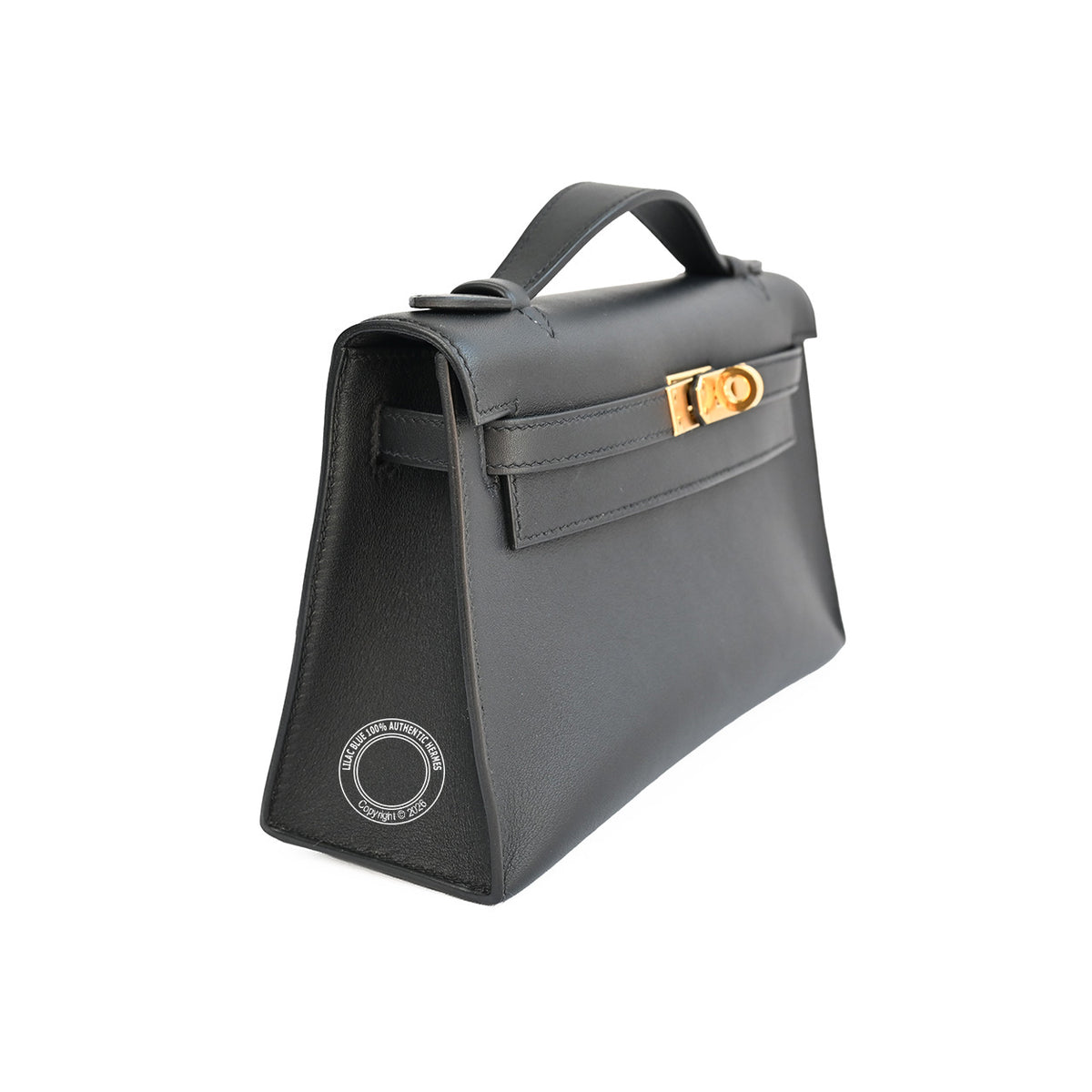 Hermès Kelly 22cm Black Pochette Swift GHW