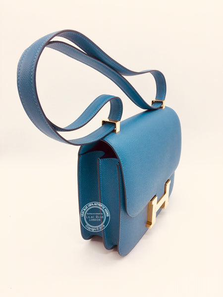 Hermès Constance 24cm Bleu Azur Epsom GHW - Nearly New