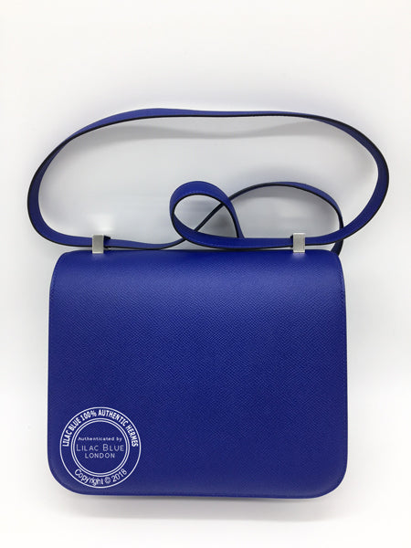 Hermès Constance 24cm Bleu Electrique Epsom PHW