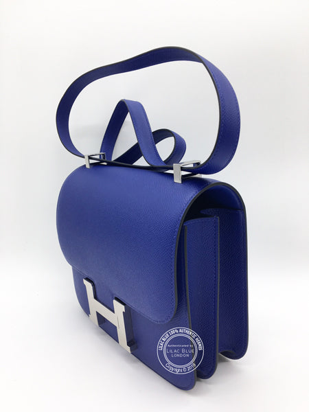 Hermès Constance 24cm Bleu Electrique Epsom PHW