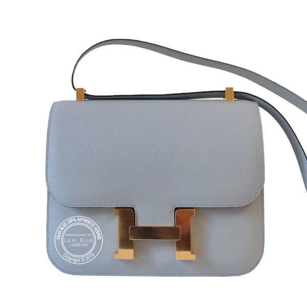 Hermès Constance 24cm Bleu Glacier Epsom GHW