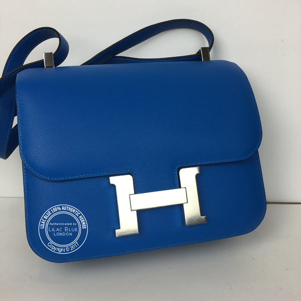 Hermès Constance 24cm Bleu Hydra Evercolor PHW