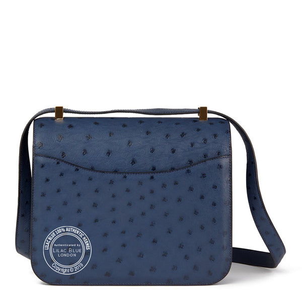 Hermès Constance 24cm Bleu de Malte HSS Ostrich GHW - Preloved