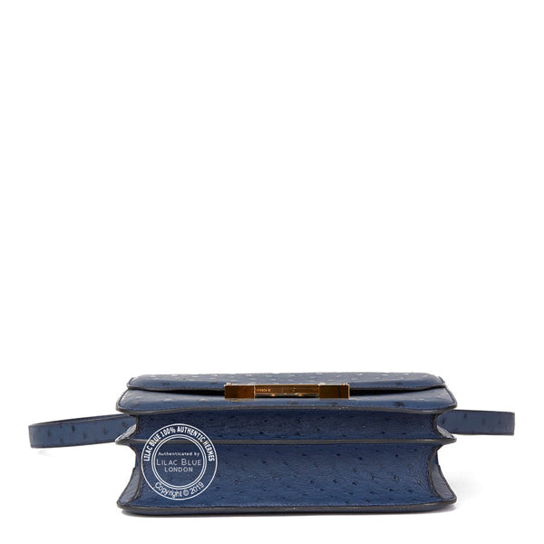 Hermès Constance 24cm Bleu de Malte HSS Ostrich GHW - Preloved